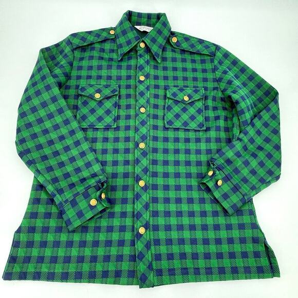 Vintage Donegal 1970’s Polyester Plaid Shirt Jacket Mens Size Large GROOVY Retro - Picture 6 of 8